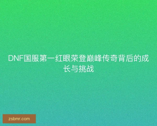 DNF国服第一红眼荣登巅峰传奇背后的成长与挑战